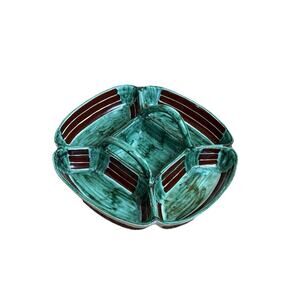 Peasant Village Pv. Italian Pottery Vintage Glazed Platter Tray Green Unique